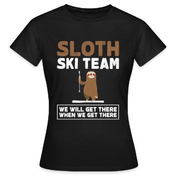 Faultier Ski Team Lustiger Skifahrer Spruch - Frauen T-Shirt - Schwarz - Vorne - AI Model Female 172 dark (172cm)