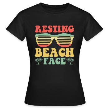 Ruhendes Strandgesicht - Sommerferien - Frauen T-Shirt - Schwarz - Vorne - AI Model Female 172 dark (172cm)