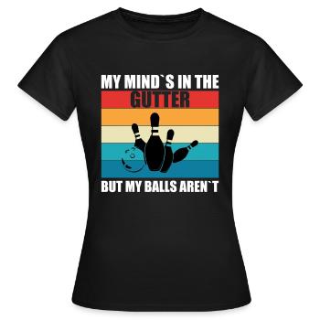 Mon est dans le caniveau - drôle de bowler - T-shirt Femme - noir - Devant - AI Model Female 172 dark (172cm)