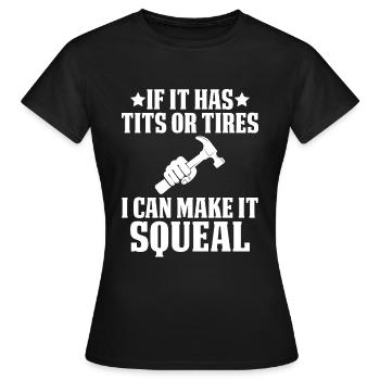S’il a des mésanges ou mature - mécanicien - T-shirt Femme - noir - Devant - AI Model Female 172 dark (172cm)