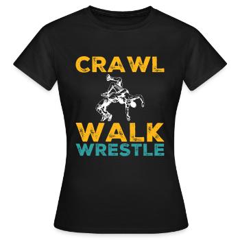 Kriechen Gehen Ringen - Wrestling - Frauen T-Shirt - Schwarz - Vorne - AI Model Female 172 dark (172cm)