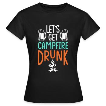 On se saoule autour du feu de camp - T-shirt Femme - noir - Devant - AI Model Female 172 dark (172cm)
