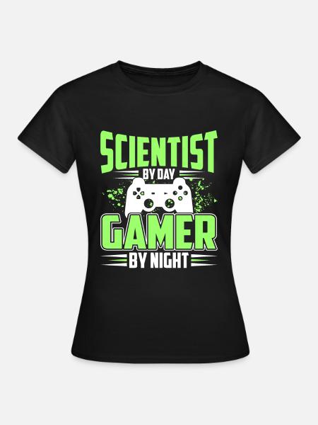 Wissenschaftler Bei Tag Gamer Bei Nacht - Dame-T-shirt - sort