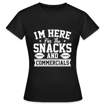 Je suis là pour les collations et les publicités - T-shirt Femme - noir - Devant - AI Model Female 172 dark (172cm)