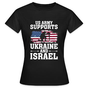L’armée américaine soutient l’Ukraine et Israël - T-shirt Femme - noir - Devant - AI Model Female 172 dark (172cm)