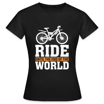 Radfahren Bis Zum Ende Der Welt - Frauen T-Shirt - Schwarz - Vorne - AI Model Female 172 dark (172cm)