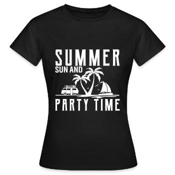 Sommer, Sonne Und Partyzeit - Frauen T-Shirt - Schwarz - Vorne - AI Model Female 172 dark (172cm)