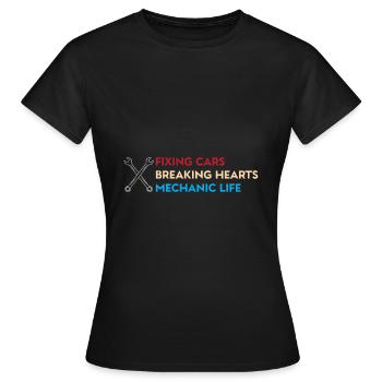 Autos reparieren, Herzen brechen – Mechanic Life - Frauen T-Shirt - Schwarz - Vorne - AI Model Female 172 dark (172cm)