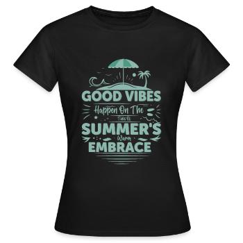 Gutes geschieht auf den Gezeiten der warmen Sommerzeit - Frauen T-Shirt - Schwarz - Vorne - AI Model Female 172 dark (172cm)