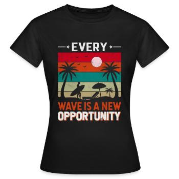 Chaque vague est une nouvelle opportunité. - T-shirt Femme - noir - Devant - AI Model Female 172 dark (172cm)