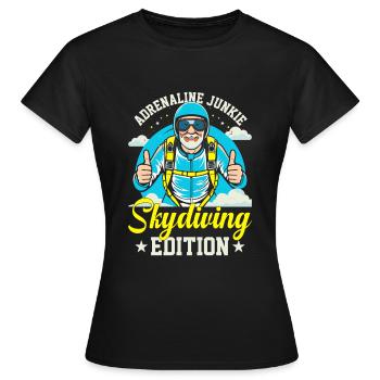 Accro à l’adrénaline : édition parachutisme - T-shirt Femme - noir - Devant - AI Model Female 172 dark (172cm)