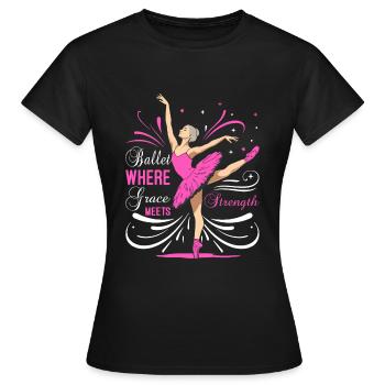 Ballett: Wo Anmut auf Kraft trifft - Frauen T-Shirt - Schwarz - Vorne - AI Model Female 172 dark (172cm)