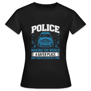 Polizei: Die Welt zu einem sichereren Ort machen, ein einziger Treff - Frauen T-Shirt - Schwarz - Vorne - AI Model Female 172 dark (172cm)