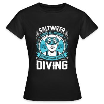 Salzwasser heilt alle Wunden – vor allem, wenn Sie - Frauen T-Shirt - Schwarz - Vorne - AI Model Female 172 dark (172cm)