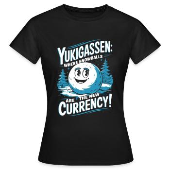 Yukigassen : Où les boules de neige sont la nouvelle monnaie ! - T-shirt Femme - noir - Devant - AI Model Female 172 dark (172cm)
