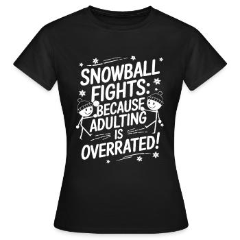 Batailles de boules de neige : parce que l’âge adulte est surfait ! - T-shirt Femme - noir - Devant - AI Model Female 172 dark (172cm)