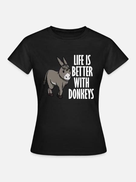 Vivre avec des ânes Mignons ânes - T-shirt Femme - noir