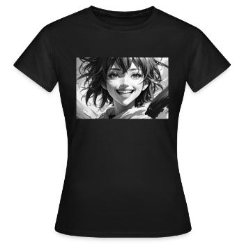 DreamShaper sourire fou noir blanc - T-shirt Femme - noir - Devant - AI Model Female 172 dark (172cm)