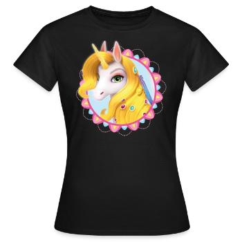 Mia and me Einhorn Onchao Porträt - Frauen T-Shirt - Schwarz - Vorne - AI Model Female 172 dark (172cm)