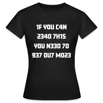 leetspeak leet lu joueur crypté 1337 - T-shirt Femme - noir - Devant - AI Model Female 172 dark (172cm)