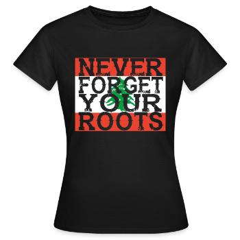 never forget roots home Libanon - Frauen T-Shirt - Schwarz - Vorne - AI Model Female 172 dark (172cm)