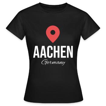 Aachen, Germany, Aachen Cathedral Germany - Women's T-Shirt - black - Front - AI Model Female 172 dark (172cm)