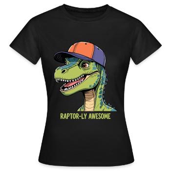 Raptor with Cap - Raptor-ly Awesome - Women's T-Shirt - black - Front - AI Model Female 172 dark (172cm)