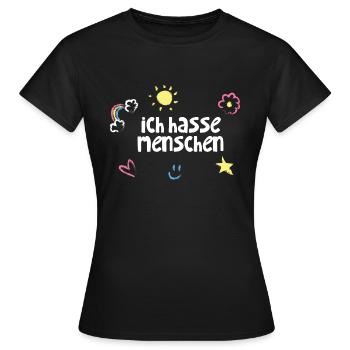Ich hasse Menschen - Frauen T-Shirt - Schwarz - Vorne - AI Model Female 172 dark (172cm)