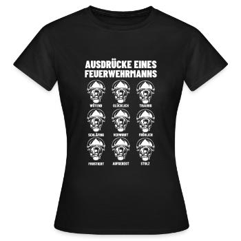 Feuerwehrhelm Ausdrücke Feuerwehr Kleidung - Frauen T-Shirt - Schwarz - Vorne - AI Model Female 172 dark (172cm)