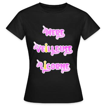 Mère Veilleuse Licorne - T-shirt Femme - noir - Devant - AI Model Female 172 dark (172cm)