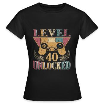 40th Birthday Level 40 Complete 40 Years Gift - Women's T-Shirt - black - Front - AI Model Female 172 dark (172cm)