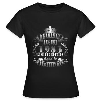 Août 1983 Anniversaire Août 1983 Août - T-shirt Femme - noir - Devant - AI Model Female 172 dark (172cm)