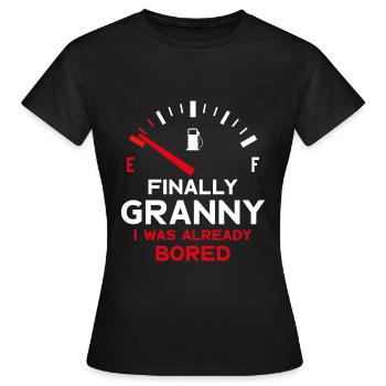 FINALLY GRANNY ENDLICH OMA - Frauen T-Shirt - Schwarz - Vorne - AI Model Female 172 dark (172cm)