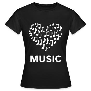 Herz und Musik musizieren mit Herz - Frauen T-Shirt - Schwarz - Vorne - AI Model Female 172 dark (172cm)