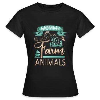 Mama, die Nutztiere liebt - Kuhschwein-Ziegenliebhaber - Frauen T-Shirt - Schwarz - Vorne - AI Model Female 172 dark (172cm)