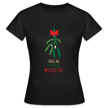 Emmène-moi à ton gui Symbole d’amour Drôle - T-shirt Femme - noir - Devant - AI Model Female 172 dark (172cm)