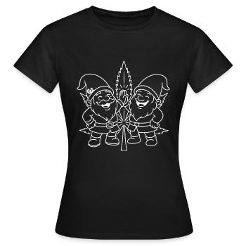Zwergenfreunde mit Cannabisblatt - Frauen T-Shirt - Schwarz - Vorne - AI Model Female 172 dark (172cm)