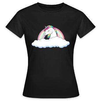 Licorne au-dessus des nuages - T-shirt Femme - noir - Devant - AI Model Female 172 dark (172cm)