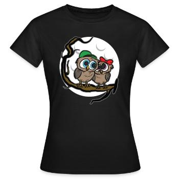 Hiboux - T-shirt Femme - noir - Devant - AI Model Female 172 dark (172cm)
