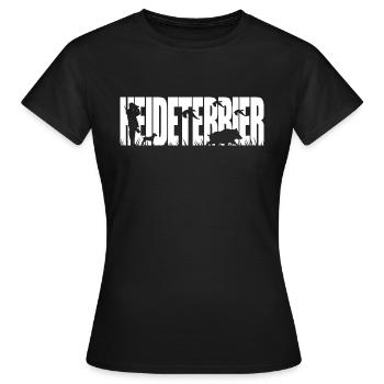 HEIDETERRIER Jagdhund Jagdhunde Wilsigns - Frauen T-Shirt - Schwarz - Vorne - AI Model Female 172 dark (172cm)