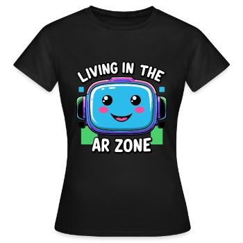 Illustration colorée de casque AR avec jeu de mots - T-shirt Femme - noir - Devant - AI Model Female 172 dark (172cm)