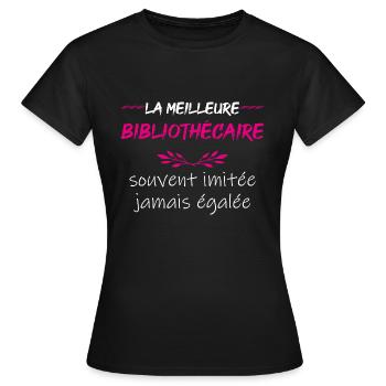 cadeau marrant femme meilleure bibliothécaire - T-shirt Femme - noir - Devant - AI Model Female 172 dark (172cm)