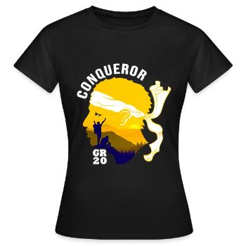 Eroberer GR20 Korsika Wandern - Frauen T-Shirt - Schwarz - Vorne - AI Model Female 172 dark (172cm)