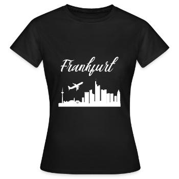 Frankfurt am Main SILHOUETTE Skyline Geschenk - Frauen T-Shirt - Schwarz - Vorne - AI Model Female 172 dark (172cm)
