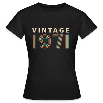 JAHRGANG 1971 - Frauen T-Shirt - Schwarz - Vorne - AI Model Female 172 dark (172cm)