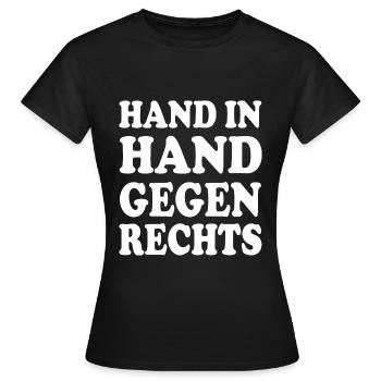 Hand in hand gegen rechts - Frauen T-Shirt - Schwarz - Vorne - AI Model Female 172 dark (172cm)