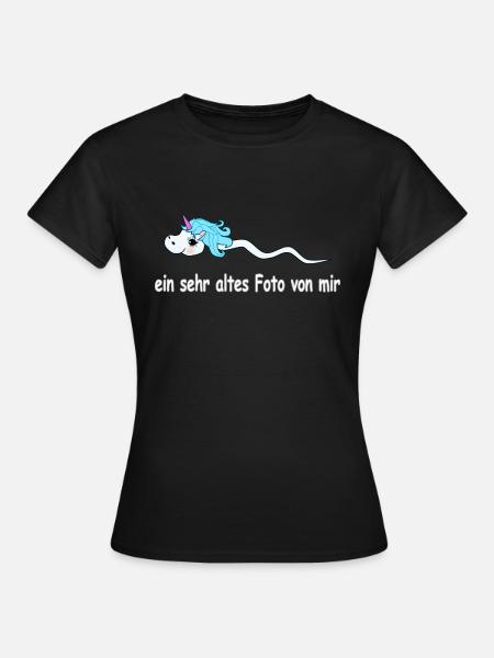 Einhorn Spermium altes Foto - Frauen T-Shirt - Schwarz