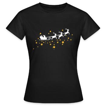 Christkind mit Schlitten am Sternenhimmel - Frauen T-Shirt - Schwarz - Vorne - AI Model Female 172 dark (172cm)