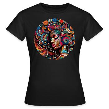 Inspiration im Afro-Stil, buntes afrikanisches Mosaik - Frauen T-Shirt - Schwarz - Vorne - AI Model Female 172 dark (172cm)