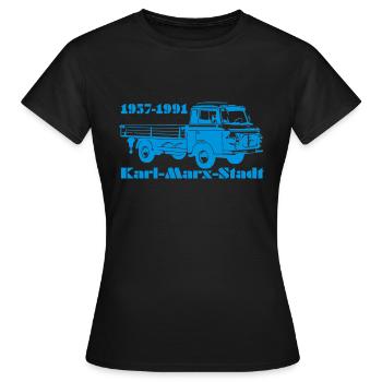 Barkas Pritsche B1000 - Frauen T-Shirt - Schwarz - Vorne - AI Model Female 172 dark (172cm)